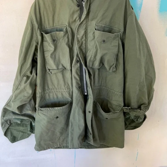Vintage 1960s US Military M-65 Hooded Field Jacket Medium Army OG-107 No Liner - Picture 7 of 16